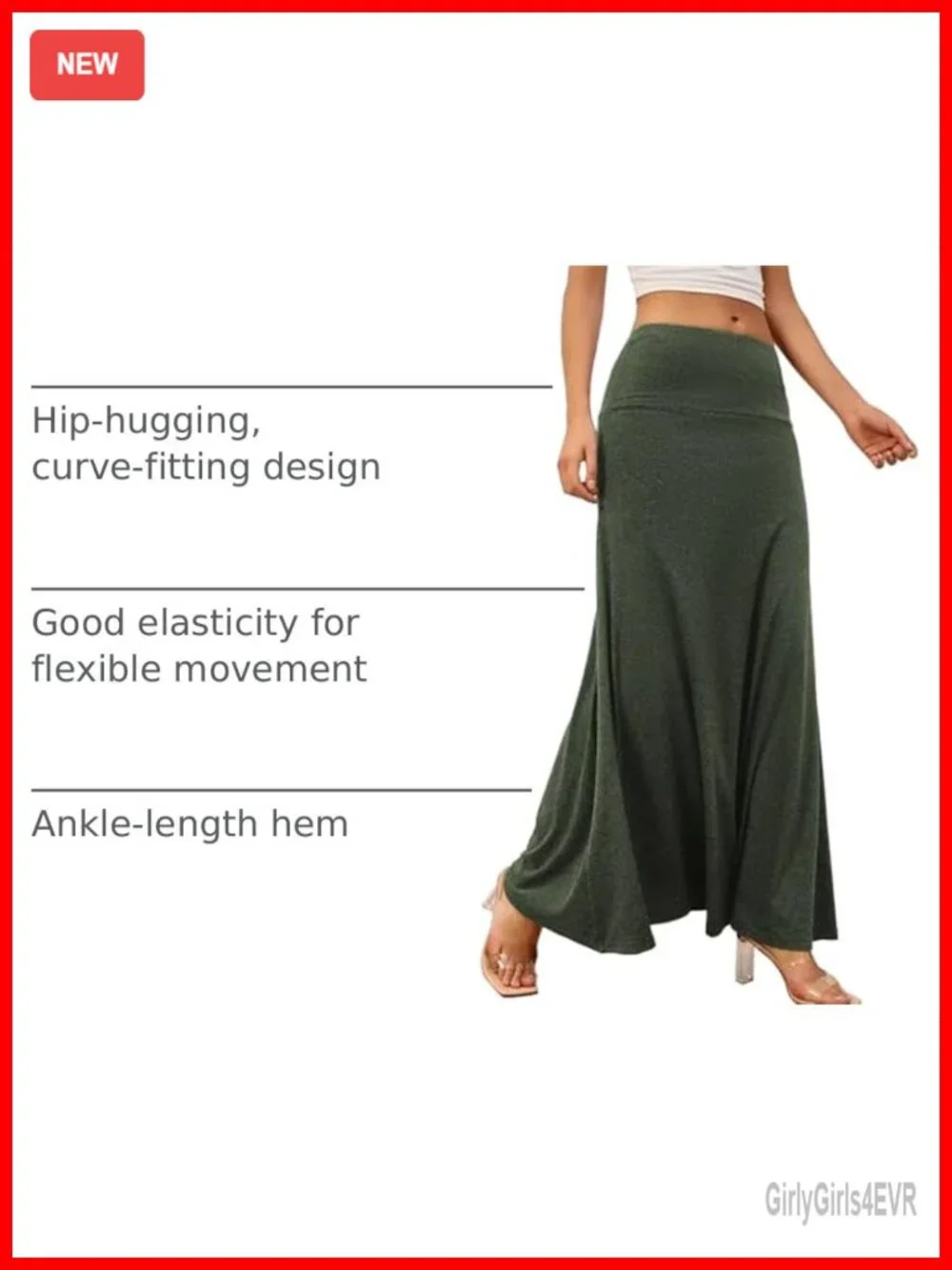 Women's Stretchy Flowy Maxi Skirt High Rise Bodycon A-Line Formal